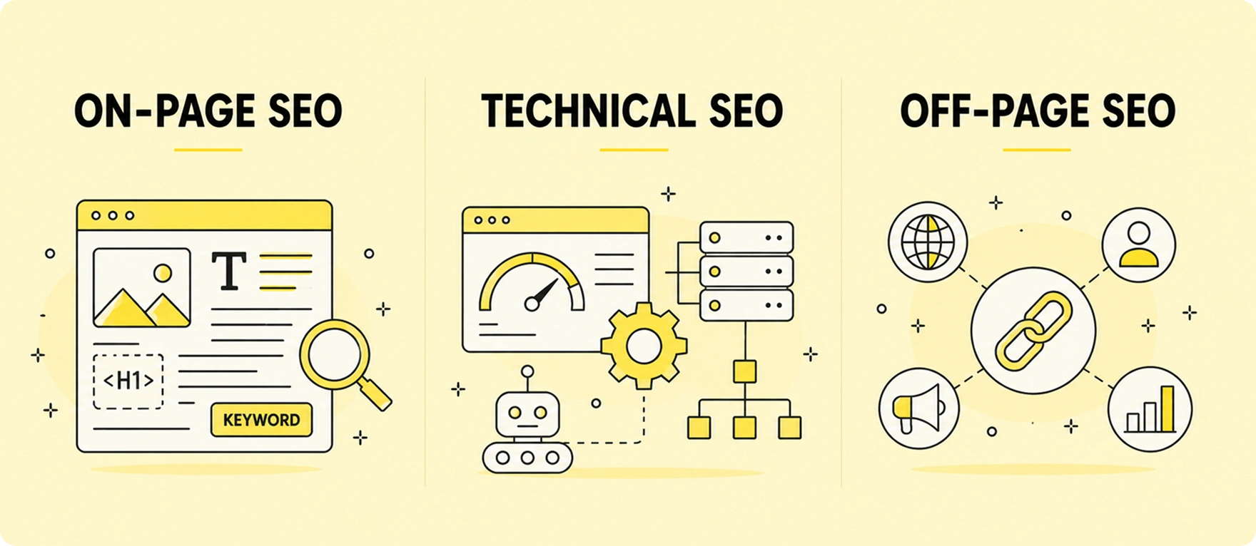 On-Page vs Technical vs Off-Page SEO